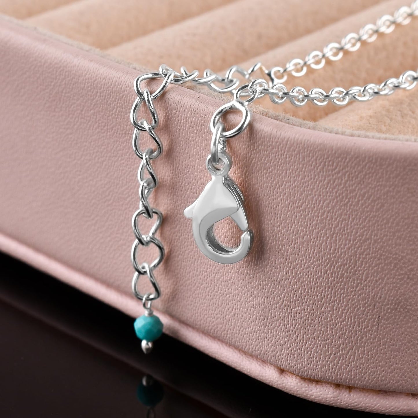 YANARA Turquoise Ankle Bracelet for Women Jewelry, Natural December Birthstone, Gemstone Beads, Handmade Dainty Anklet 9"+1.25" inch, 3mm Rounds, Chakra Energy Crystals, Silver Plated Chain