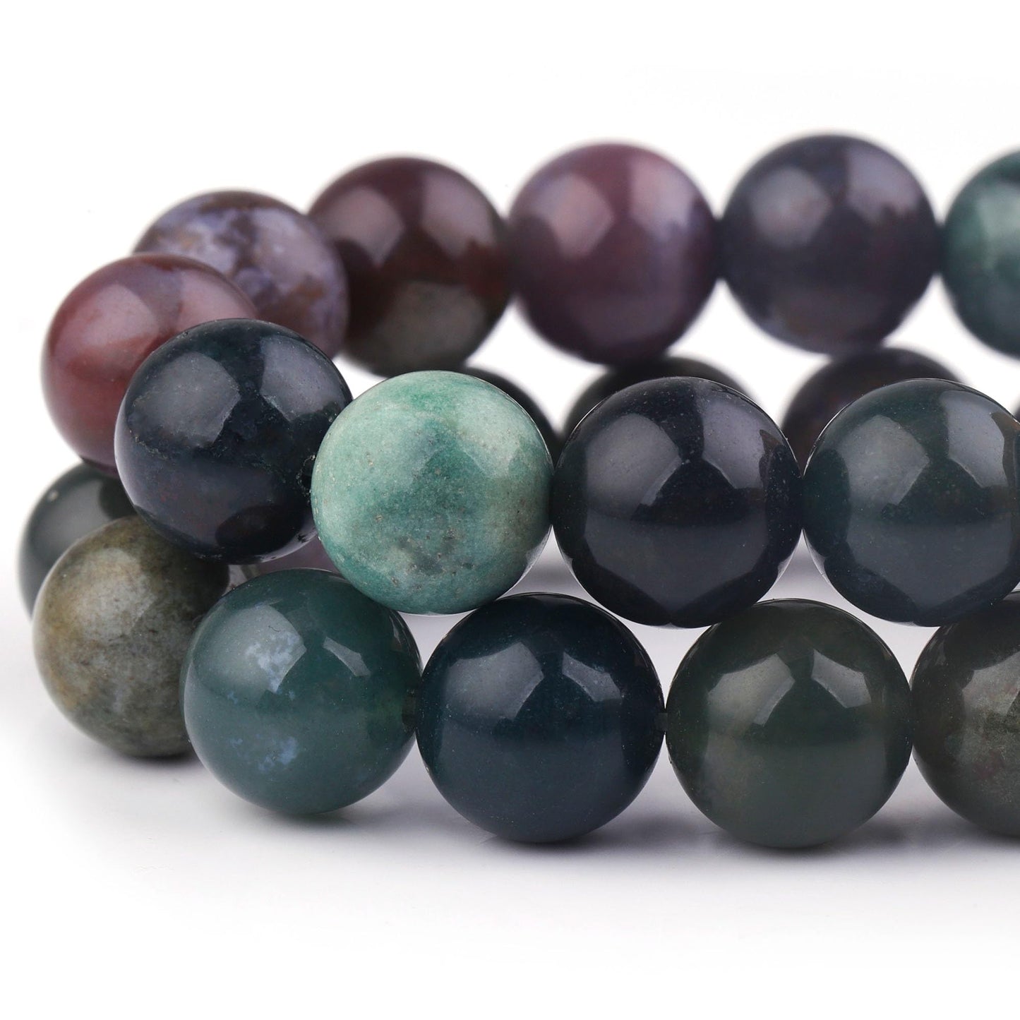 Youngbling Natural Gemstone Beads for Jewelry Making,10mm Indian Agate Polished Round Smooth Stone Beads,Genuine Real Stone for Bracelet Necklace 15 Inch(Indian Agate,10mm)