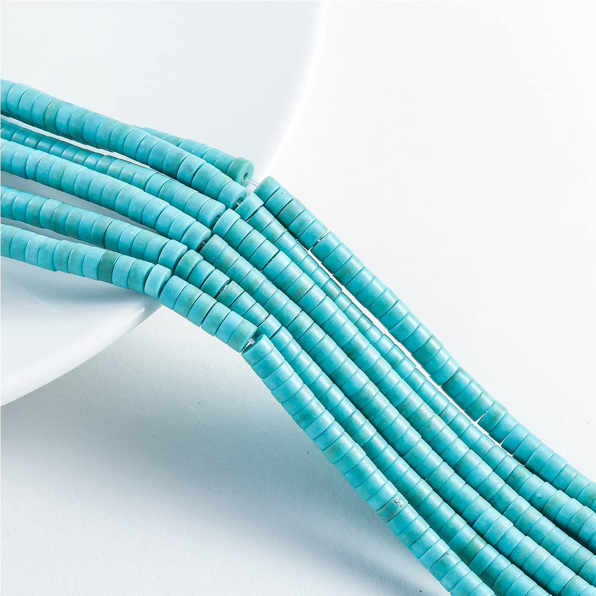 Natural Blue Turquoise Stone Spacer Beads 4x2mm 38cm/str Flat Round Loose Semi Gemstone Caps for Making Bracelets Necklace