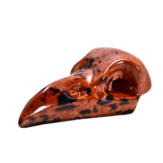 DZJXBZhu Red Obsidian Raven Skull Figurine Crystal Healing Stone Spiritual Meditation Pocket Figurine Natural Gemston Hand Carved Polished Home Room Office Desk Decoration Gift Collect