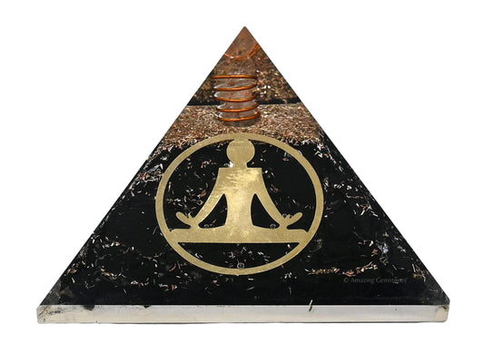 Amazing Gemstone Large Black Tourmaline Orgone Pyramid Crystal, Yoga Buddha Orgonite Pyramid - Positive Energy Healing
