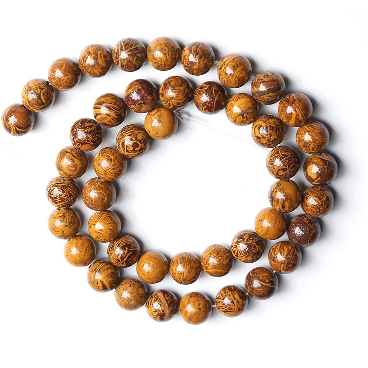 10MM 38PCS Natural Stone Yellow Sunflower Jasper Loose Beads for Jewelry Making DIY Bracelet