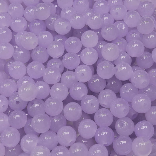 200PCS Glass Beads 8mm Glass Beads for Bracelets Necklaces Jewelry Making DIY Crafts (Light Purple)