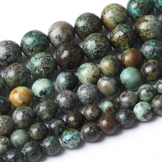 African Turquoises Stone Natural Stone Beads Gems Round Loose Beads Jewelry Making DIY Bracelet Necklace Accessory 1 Strand 36PCS 10MM 15"