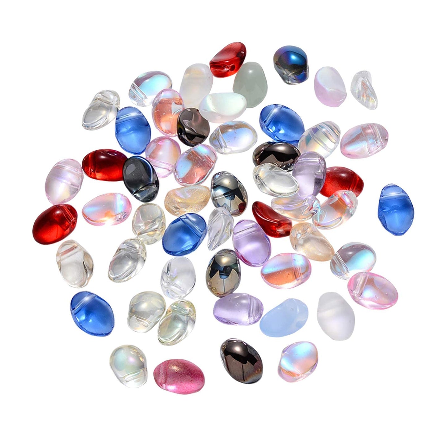 UR URLIFEHALL 100 Pcs Mixed Color Transparent Spray Painted Glass Oval Charms for Earring Bracelet Necklace Jewelry DIY Craft Making