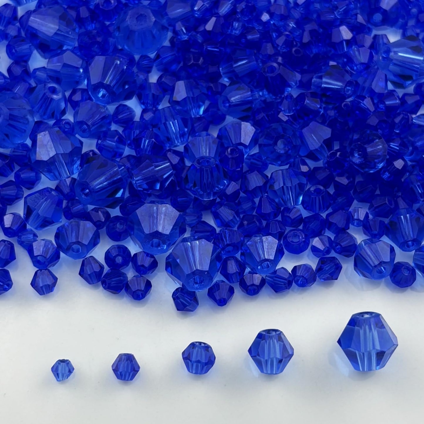 Pinhoollgo 1310pcs Bicone Crystal Glass Beads 2mm 3mm 4mm 6mm 8mm Faceted Crystal Spacer Beads for Bracelets Necklace Pendants Earrings DIY Jewelry Craft Making(Blue)