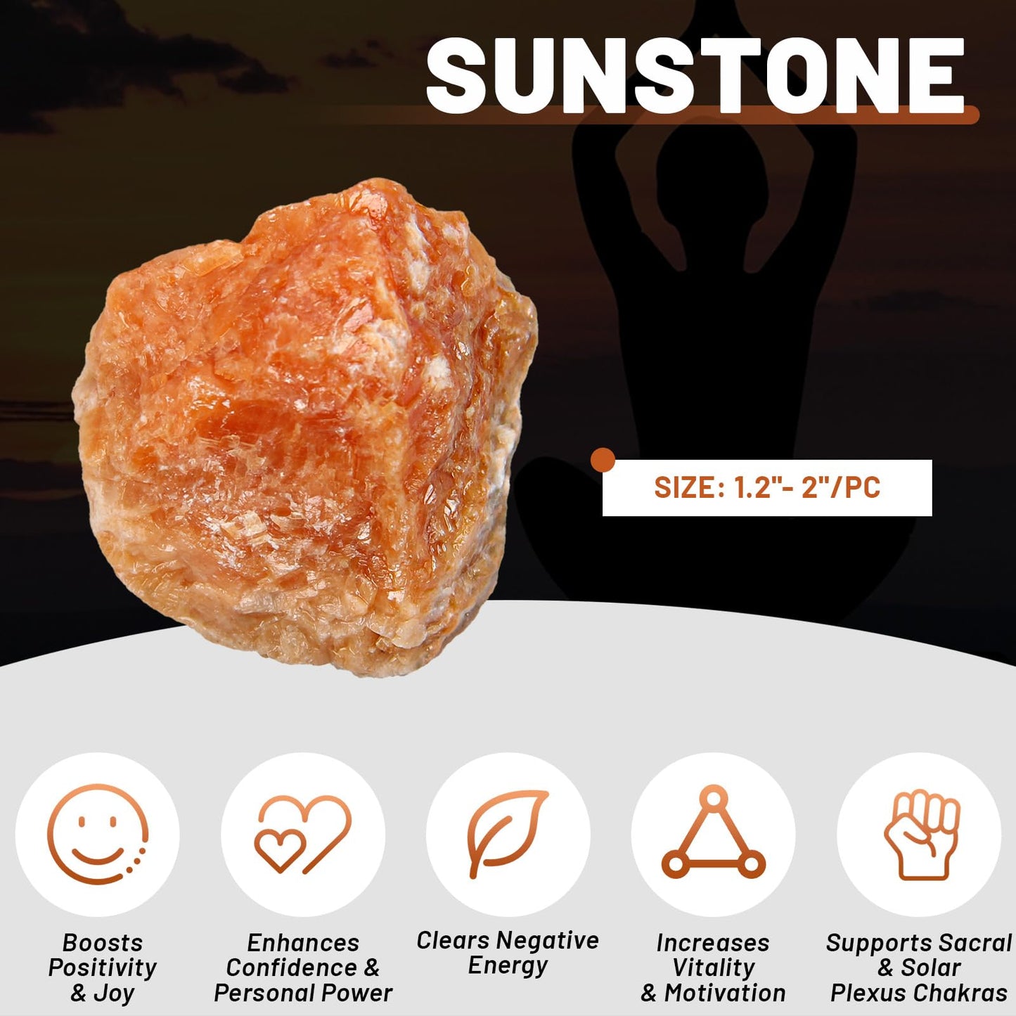1.1lb Bulk Raw Sunstone Rough Crystal-Natural Sunstone Raw Stones Crystal for Tumbling, Cabbing, Fountain Rocks, Decoration, Polishing, Wire Wrapping, Wicca & Reiki Crystal Healing