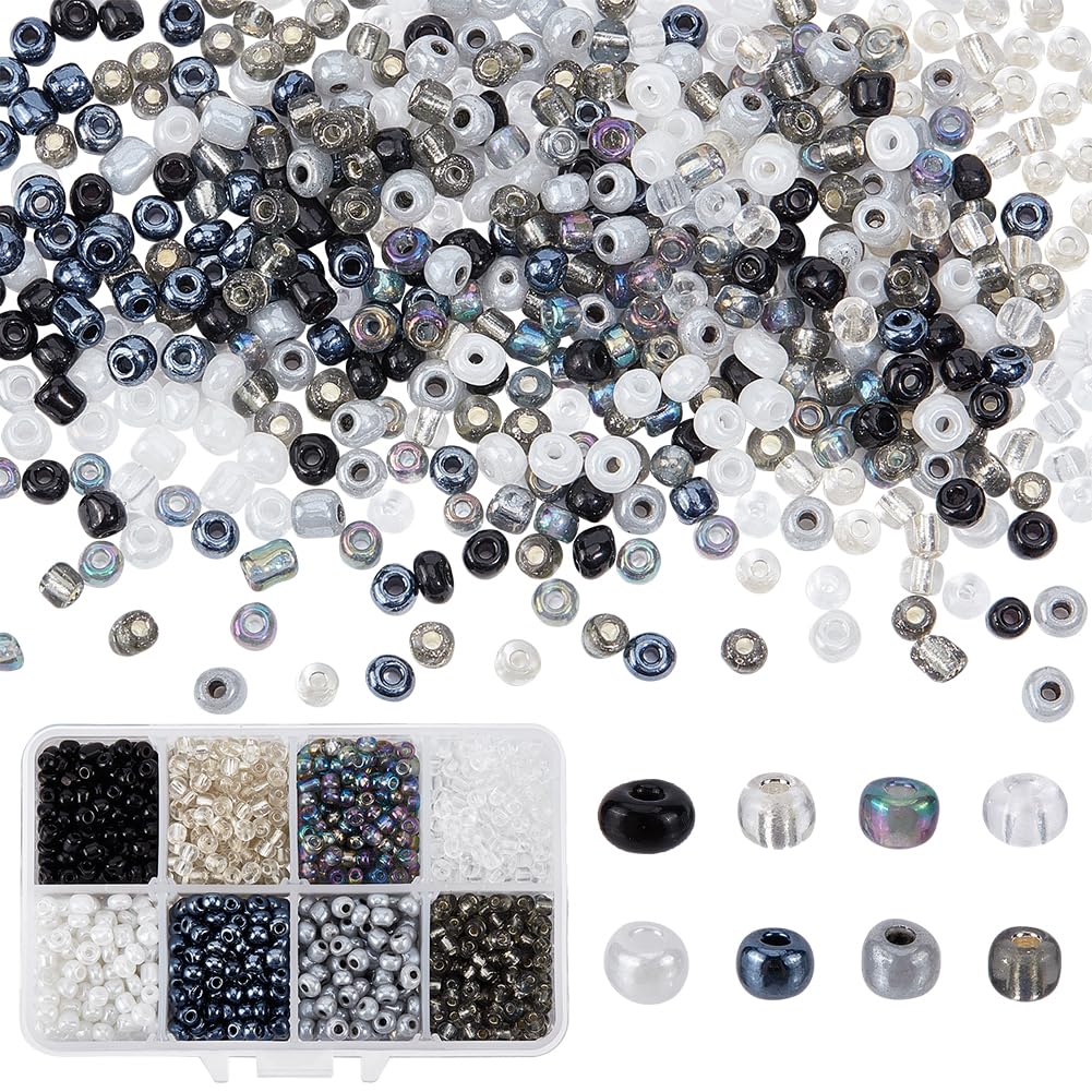 PH PandaHall 1840 Pcs 6/0 4mm 8 Colors Glass Seed Beads Lined Pony Bead Waist Beads Tiny Spacer Czech Beads for Earring Bracelet Necklace Key Chain Jewelry Making