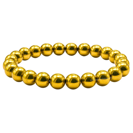 Amazing Gemstone Crystal Bracelet for Women Men's Gifts - Protection Healing Crystal Bracelet - 8mm Gemstone Beaded Stretchable Bracelet Pulseras Para Hombres Mujer Stocking Stuffers Mothers Day Gift (Golden Hematite)