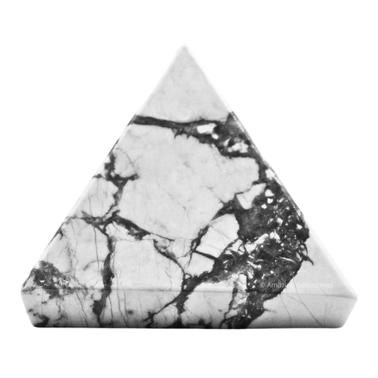 Amazing Gemstone Howlite Pyramid Crystal Healing Stones - 1" Great Pyramid Figurine of Natural Stone Pyramid for Meditation, Reiki, Chakra Balancing and Crystal Pyramids Grid