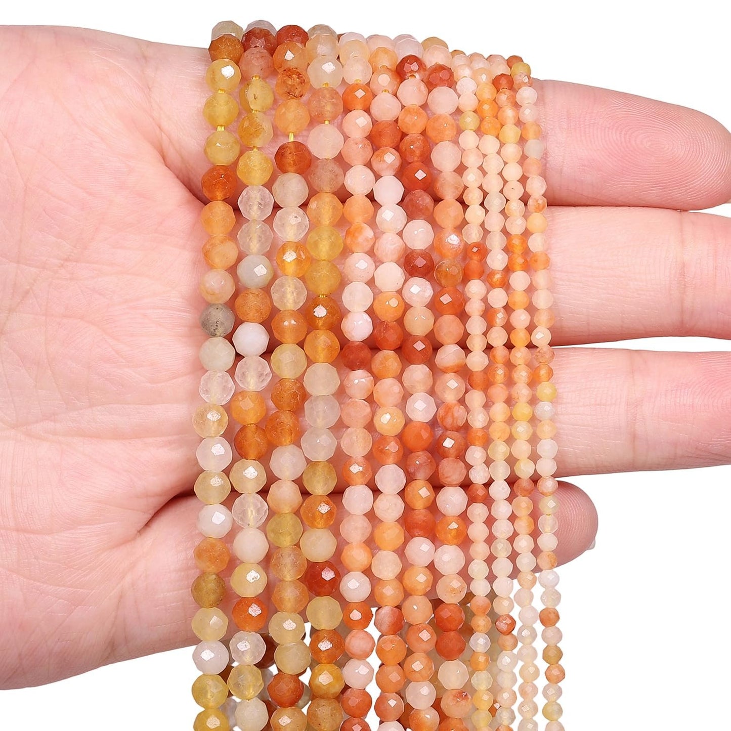 Song Xi 180pcs 2mm Natural Red Aventurine Gemstone Beads Faceted Round Loose Stone Beads for Jewelry Making (1 Strand)