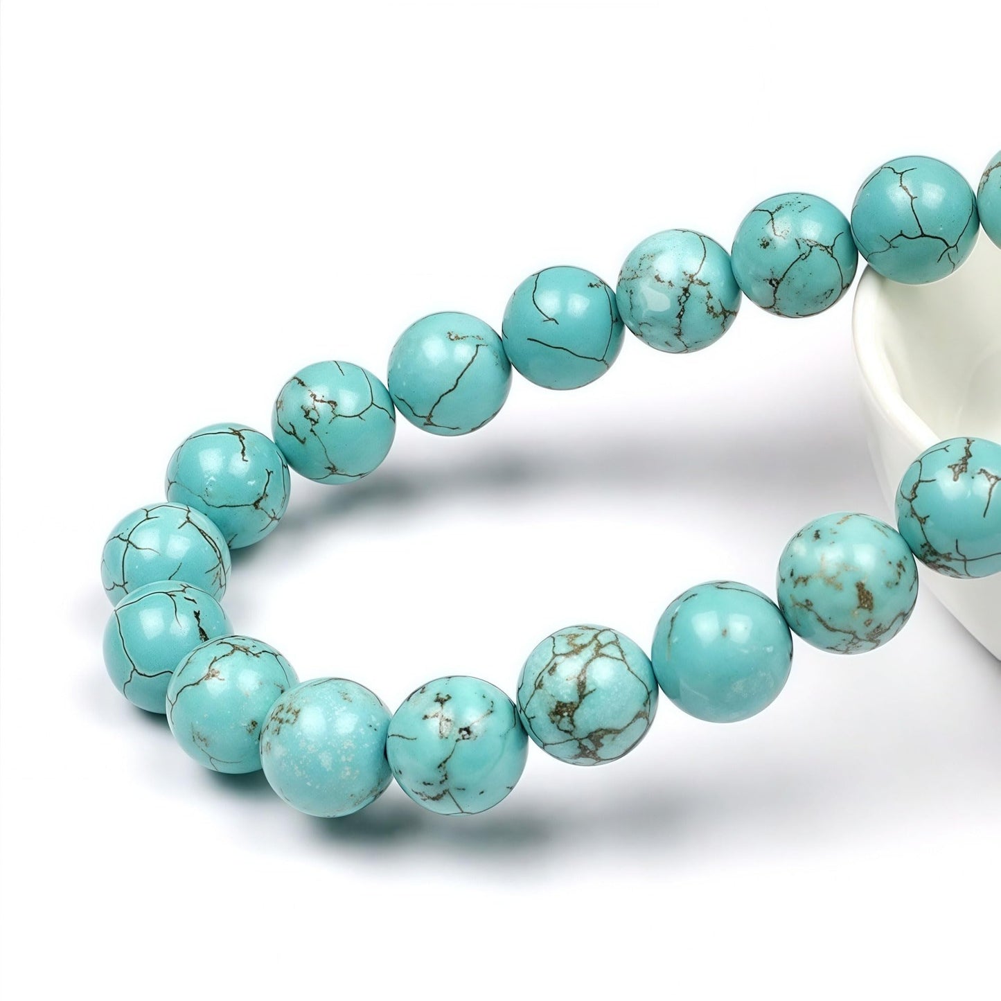 MJDCB Best Sellers Stone Beads Turquoise Round Loose Beads for Jewelry Making DIY Bracelet Necklace (8mm)