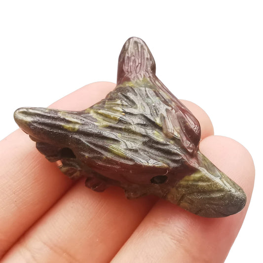 Bacatgem Natural Dragon Blood Jasper 1.37 inchs Wolf Head Pocket Crystals and Healing Stone Figurine,Haped DIY-Jewelry Pendant