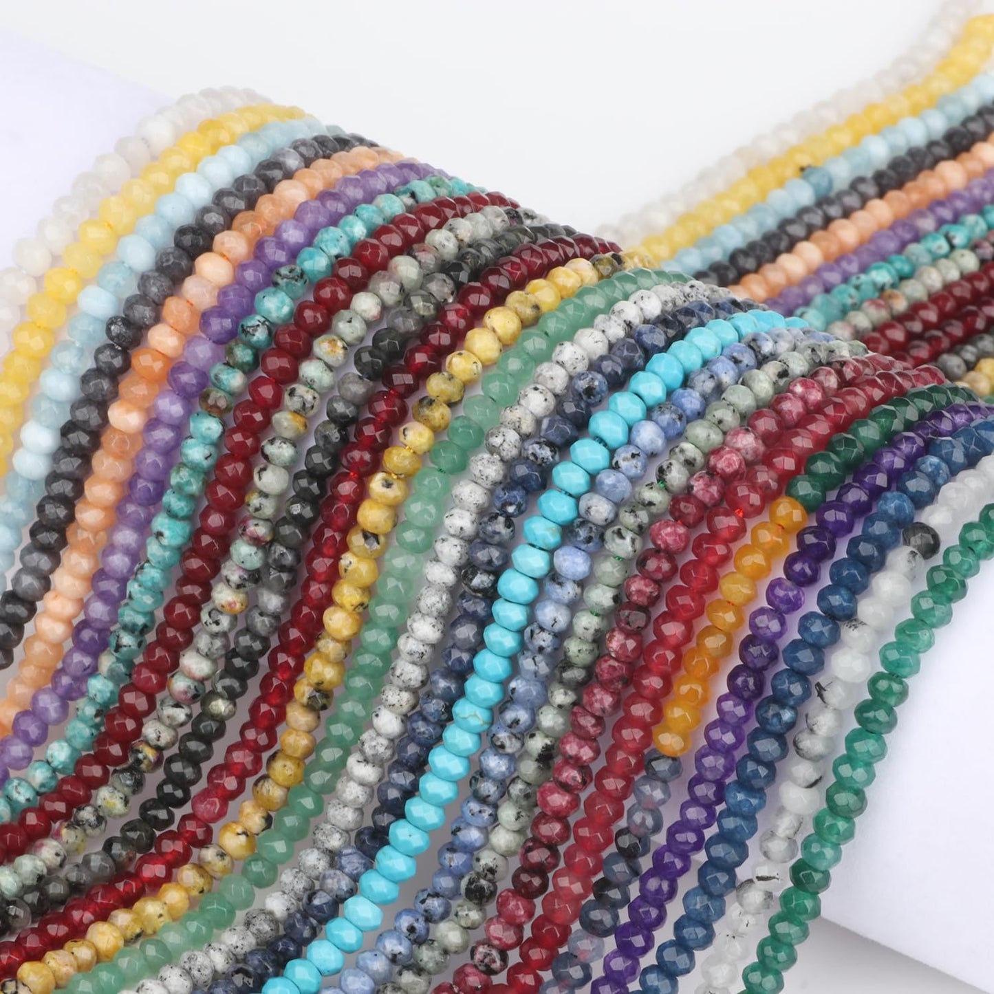 2 String 220PCS 3x5mm Natural Dark Red Chalcedony Stone Beads for Jewelry Making, Songxi Facted Loose Gemstone Beads for DIY Bracelet Necklace Making Supplies with Energy Healing Chakra Power