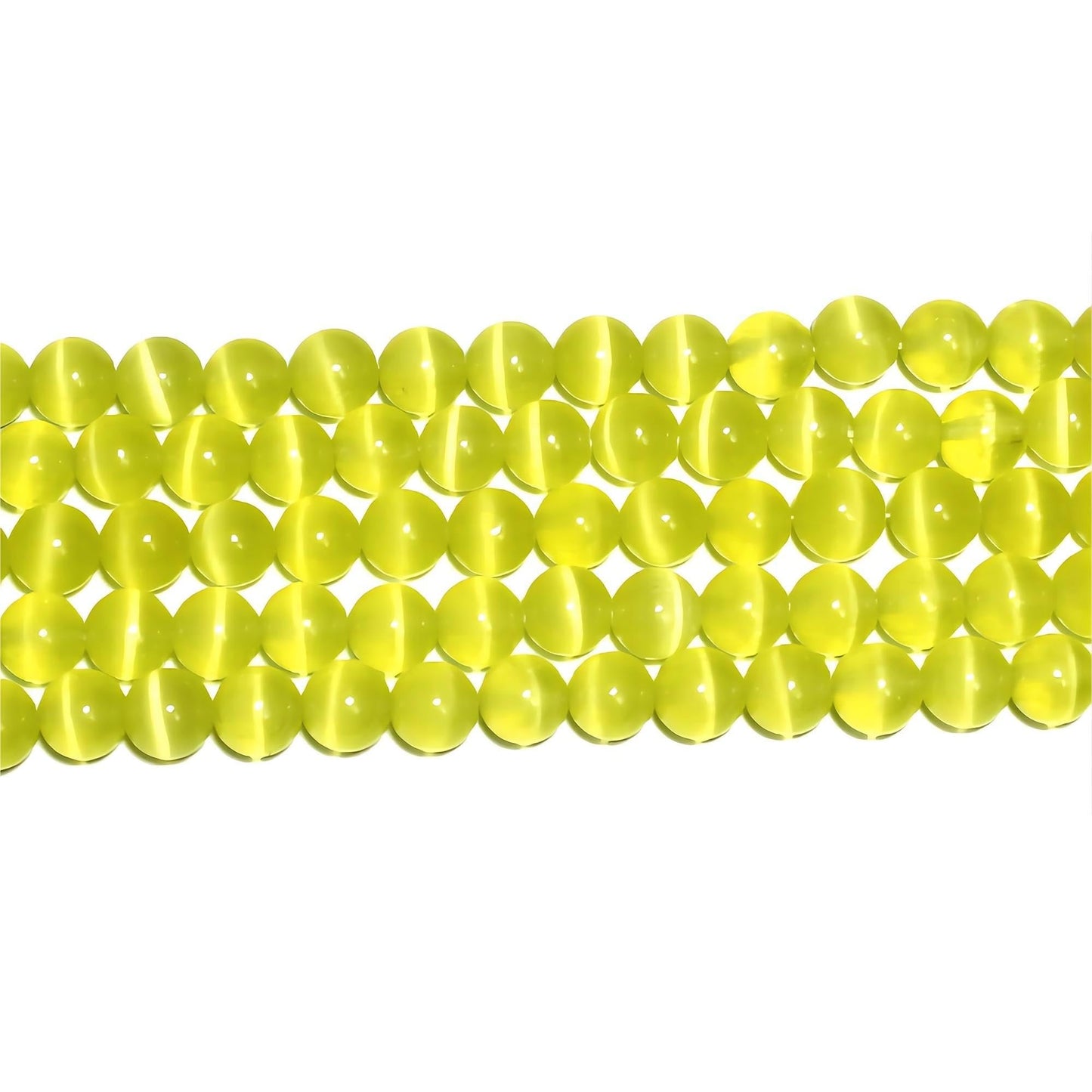 MJDCB 60pcs Lemon Yellow Cat Eye Stone Beads 6mm Round Crystal Loose Bead for Jewelry Making DIY Bracelets Necklace Accessories