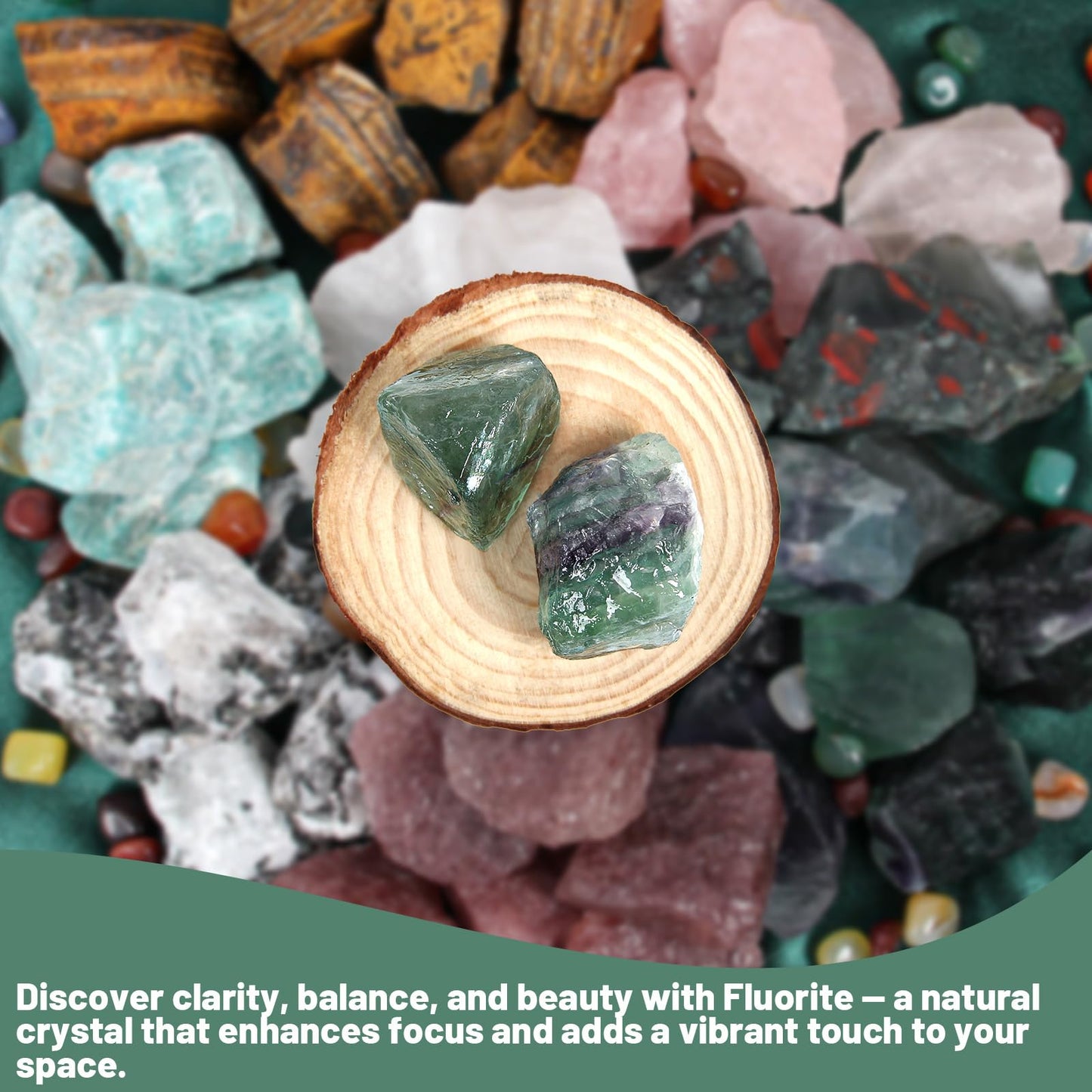 1.1lb Bulk Raw Fluorite Stone Rough Crystals- Natural Raw Stones Crystal for Tumbling, Cabbing, Fountain Rocks, Decoration,Polishing, Wire Wrapping, Wicca & Reiki Crystal Healing