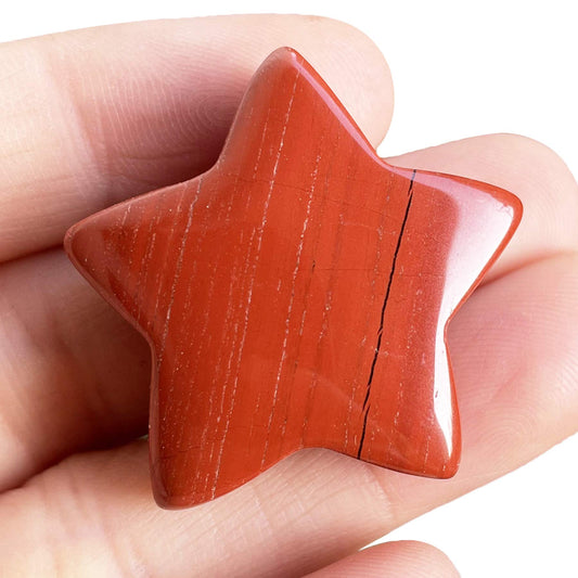 Fekuar Red Jasper Crystal Star Chakra Stones for Reiki Healing Yoga Balance Meditation Polished Mini Pocket Palm Stone 1 Inch (30mm)