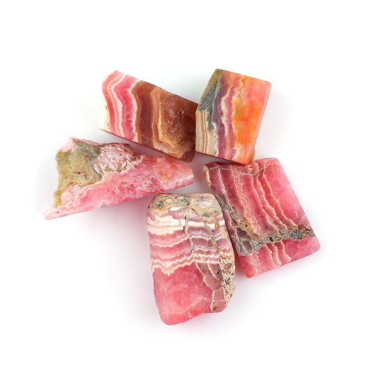 CRYSTALINES 5pcs Wholesale Natural Raw Rhodochrosite Gemstone, Untretaed Rough Stone, Bulk Loose Supplies, DIY Crafts-Jewelry Making, Birthstone, Wire Wrapping, Gem Collection