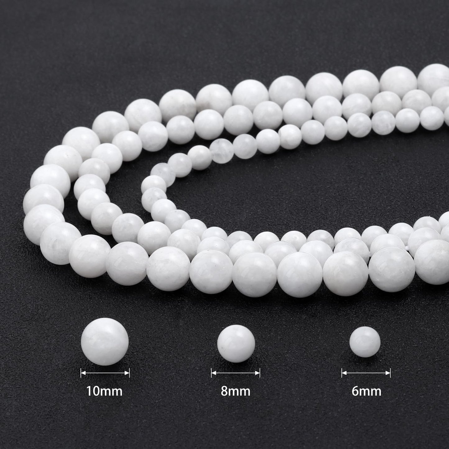 Youngbling Natural Gemstone Beads for Jewelry Making,8mm White Moonstone Polished Round Smooth Stone Beads for Bracelet Necklace 15 Inch