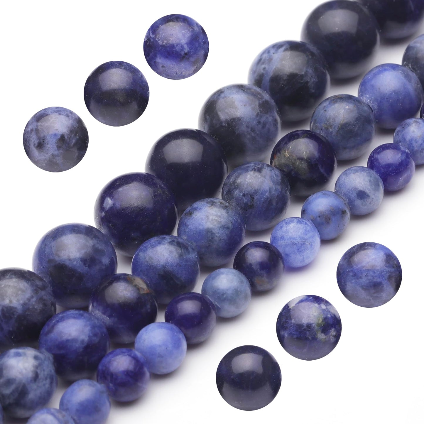 Youngbling Natural Gemstone Beads for Jewelry Making,10mm AAA Blue Sodalite Polished Round Smooth Stone,Genuine Real Stone Beads for Bracelet Necklace 15 Inch