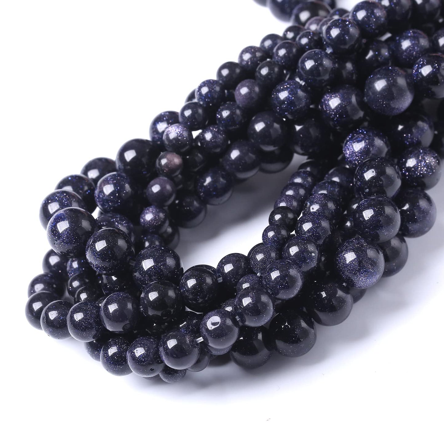60PCS 6MM Natural Blue Sand Stone Beads Energy Healing Beads for DIY Jewelry Bracelet Necklace Making for Jewelry Making15Inch