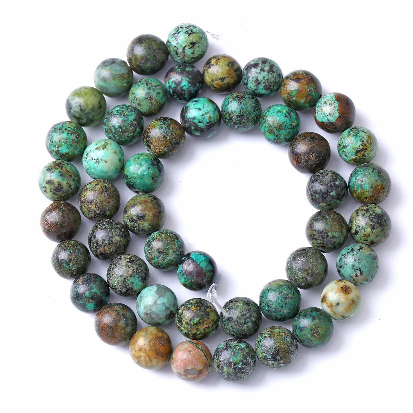 12MM 30PCS Natural Stone Green African Turquoise Spacer Loose Beads for Jewelry Making DIY Bracelet Necklace
