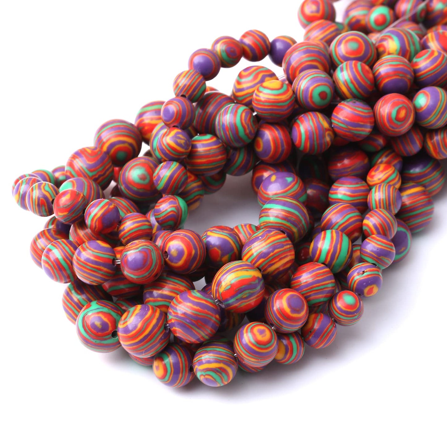 36PCS 10MM Beads Colorful Malachite Beads Round Loose Beads Natural Gem Beads for Jewelry Making 15"