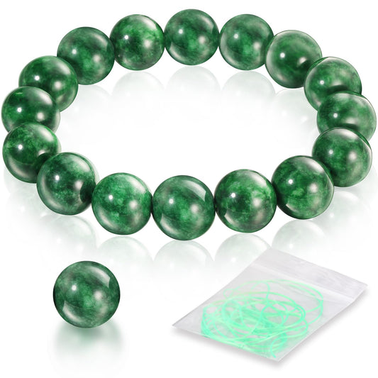 Handmade Natural Jade Beaded Bracelet for Women & Men – Genuine Green/White Jade Gemstone Stretch Bracelet – Lucky Energy Healing Jewelry Gift for Peace, Prosperity & Protection 1KHJ