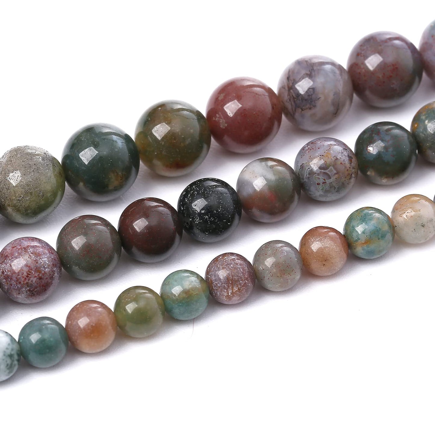 36PCS 10MM Natural Colorful Indian Agate Stone Beads Round Loose Beads for welry Making DIY Bracelet Necklace Accessory 15"