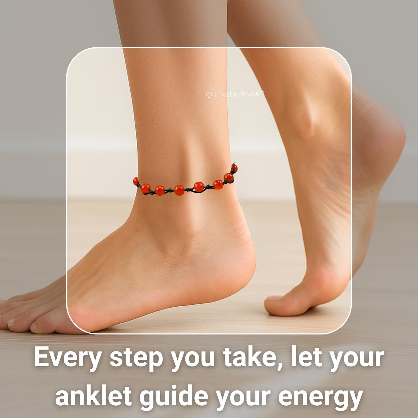Amazing Gemstone Carnelian Anklet Ankle Bracelets for Women - Waterproof Beaded Healing Crystal Anklets, Plus Size Chakra Gemstone Bead Anklet (Stretchy Adjustable - Hand Knotted)