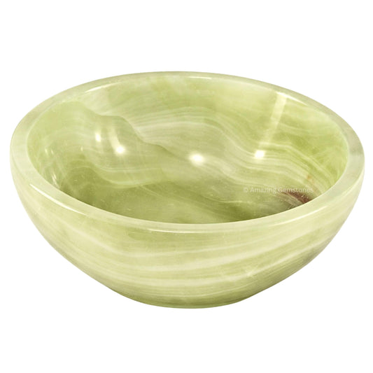 Green Onyx Crystal Bowl - 3 Inch Decorative Bowls for Room and Home Decor - Gemstone Healing Crystals for Elegant Display, Positive Energy Balance and Gift