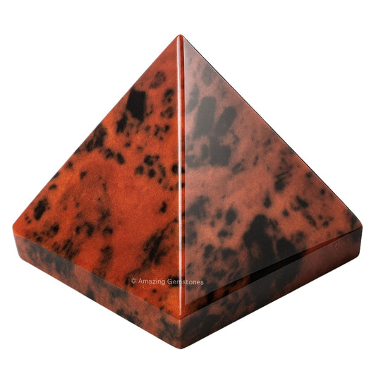 Amazing Gemstone Mahogany Obsidian Pyramid Crystal Healing Stones - 1.5" Great Pyramid Figurine of Natural Stone Pyramid for Meditation, Reiki, Chakra Balancing and Crystal Pyramids Grid