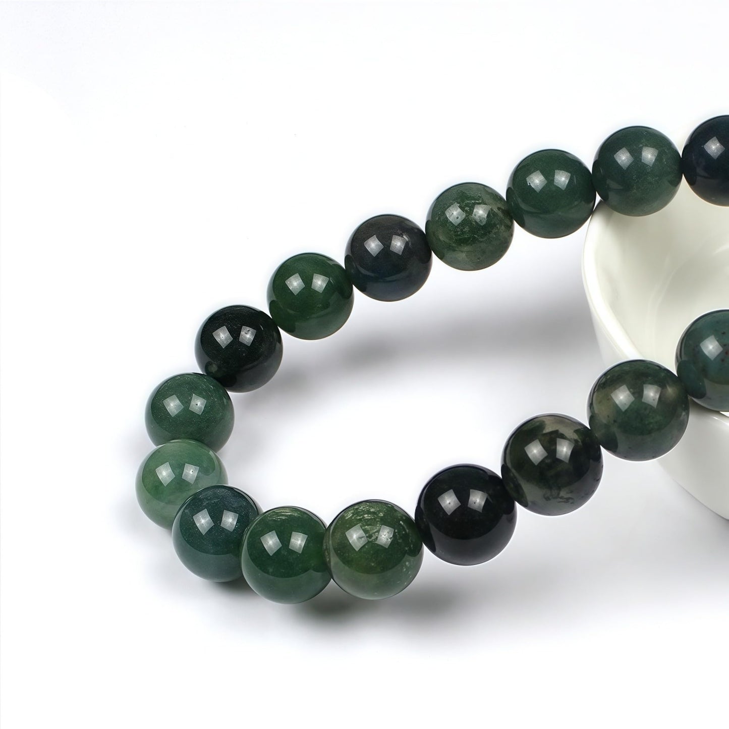 MJDCB Natural Moss Agate Round Crystal Energy Stone Beads Healing Power for Jewelry Making (4mm)