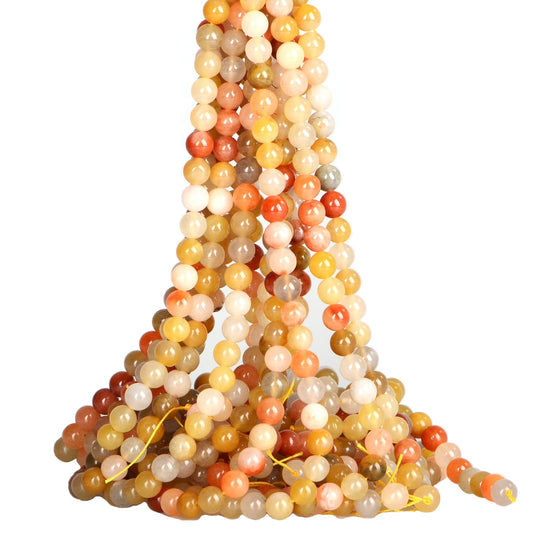 ICAI (Golden Jade) Natural Stone Beads Gemstone Round Loose Beads Crystal Energy Stone Healing Power for Jewelry Making DIY,1 Strand 45-47pcs(8mm)