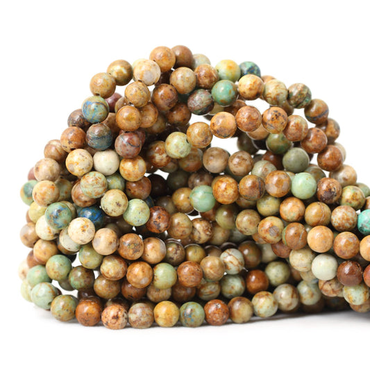 CHEAVIAN 60PCS 6mm Natural Peacock Turquoise Gemstone Round Loose Beads for DIY Bracelet Necklace Earrings Jewelry Making 1 String 15 Inches