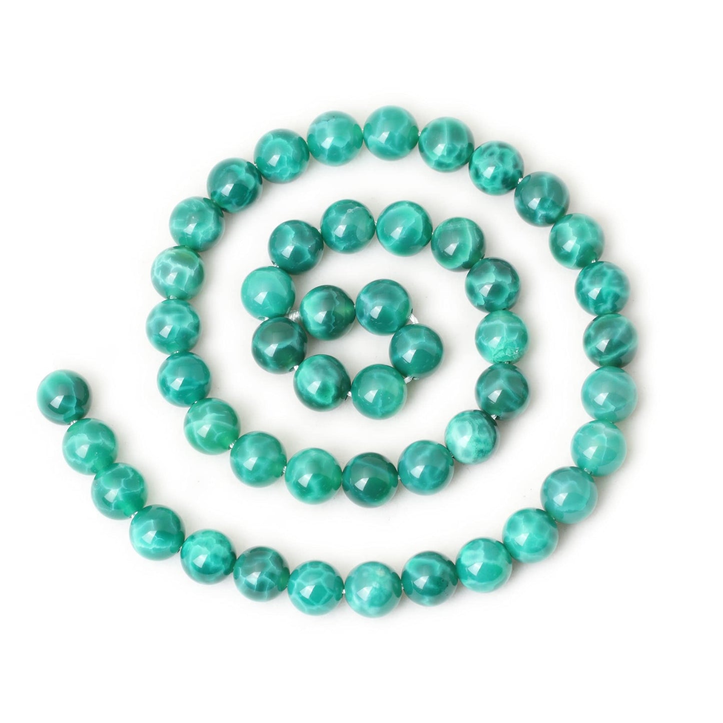 CHEAVIAN 45PCS 8mm Natural Peacock Vein Agate Gemstone Round Loose Beads for Jewelry Making Jewelry Design1 Strand 15"