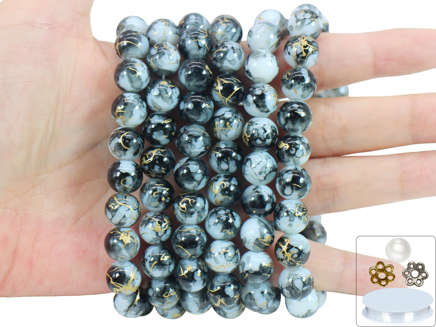 Pamir Tong 300PCS 10mm Glass Beads for Jewelry Making,Round Smooth Beads, Bracelet Space Loose Beads for Earring, Necklaces, DIY Crafts & Gifts-Adult Craft Supplies