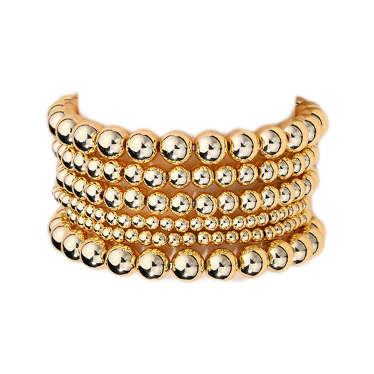 COLORFUL BLING Women Multilayer Temperament Imitated Pearl Stackable Strand Bracelets Beaded Seed Heart Rhinestone Crystal Stretch Bracelet Wedding Wrist Jewelry (bead gold)