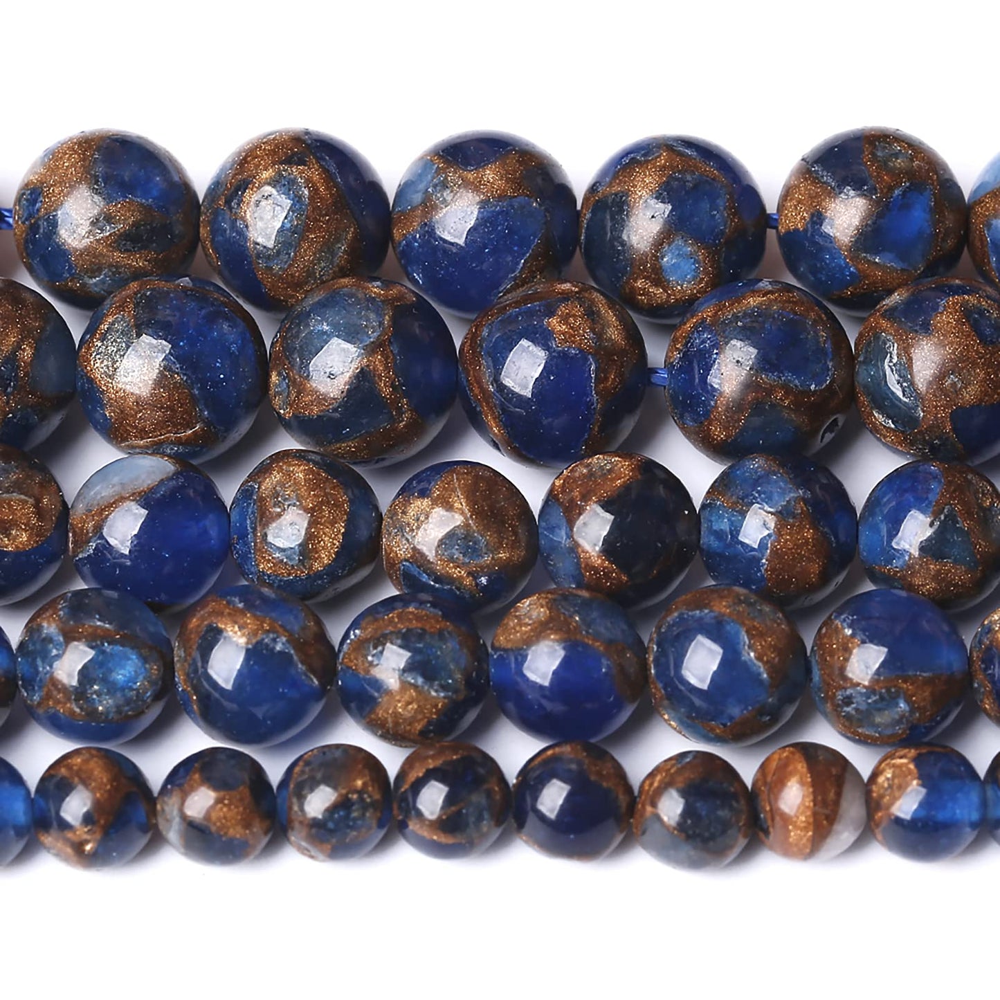 6MM 61PCS Dark Blue Cloisonne Craft Loose Round Beads for Jewelry Making DIY Bracelet