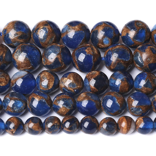 8MM 46PCS Dark Blue Cloisonne Craft Loose Round Beads for Jewelry Making DIY Bracelet