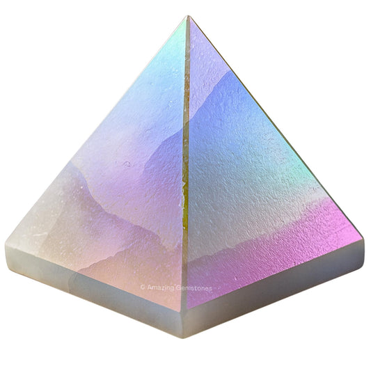 Amazing Gemstone Angel Aura Quartz Pyramid Crystal Healing Stones - 1.5" Great Pyramid Figurine of Natural Stone Pyramid for Meditation, Reiki, Chakra Balancing and Crystal Pyramids Grid