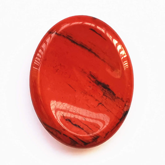 Bacatgem 1 Pcs Natural Red Jasper Crystal Thumb Worry Stone,Stress Relax Healing Reiki Crystal Pocket Palm Stones