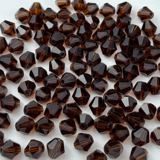 YUEXIGO 500pcs 3mm Bicone Glass Crystal Beads for Jewelry Making, Faceted Bicone Glass Spacer Beads for Bracelet Earring Necklace DIY Craft(Dark Amber)