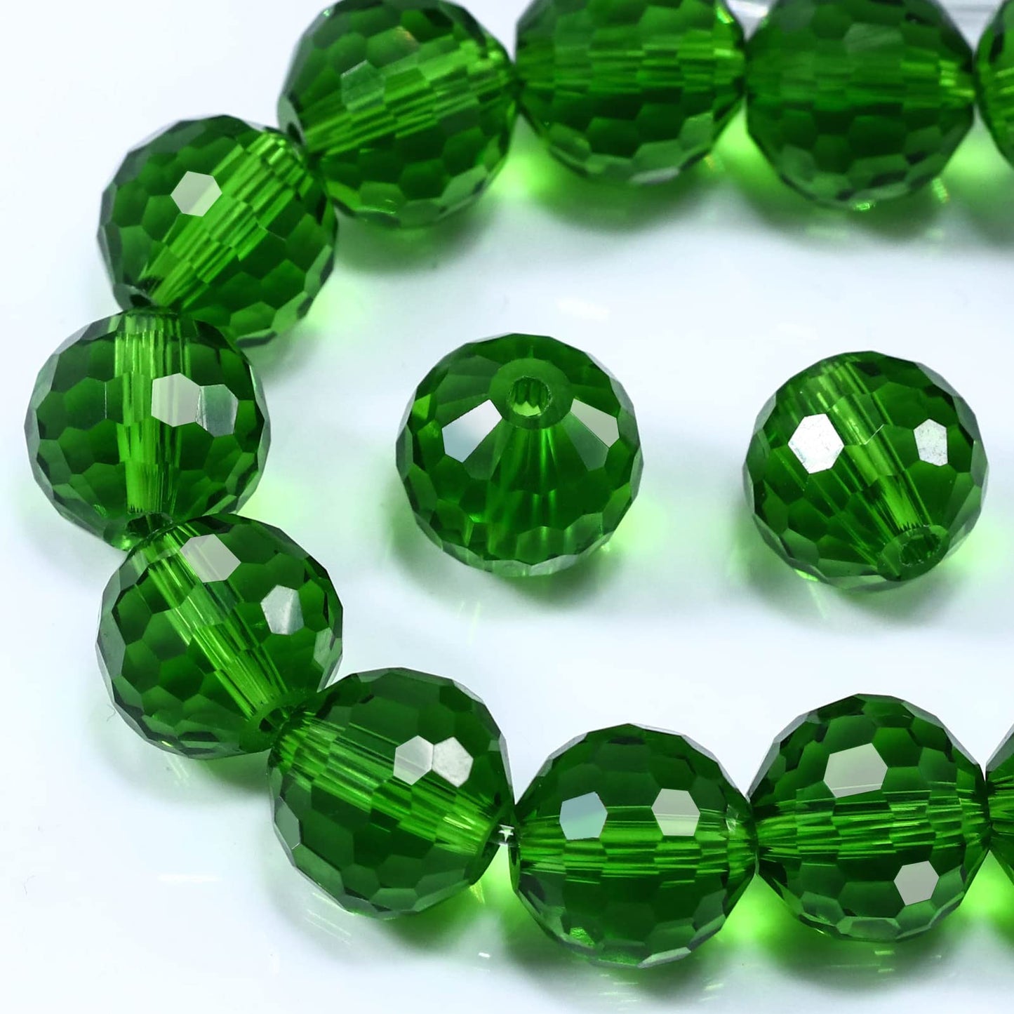 Dowarm 100PCS 8MM Crystal Glass Beads for Jewelry Making, Dark Green Faceted Crystal Beads for Crafts Bracelet Wind Chimes Suncatcher, #5003 Rondelle Spacer Beads, Loose Gemstones