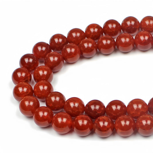 MJDCB Natural Stone Beads 8mm 43pcs Red Dragon Vein Carnelian Agate Loose Gemstone Bead Charms for Jewelry Making Bracelet Necklace Earring Pendant