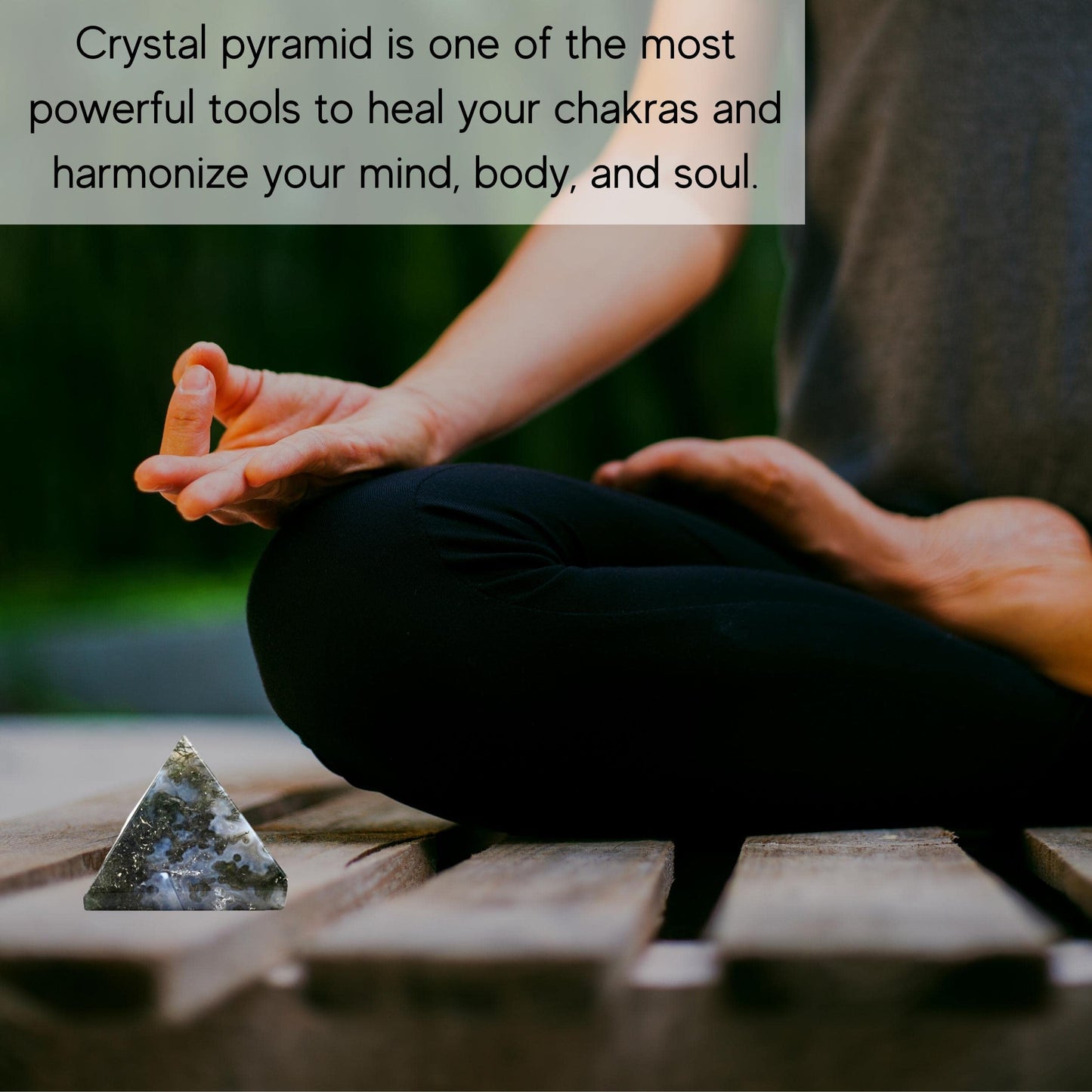 Amazing Gemstone Moss Agate Pyramid Crystal Healing Stones - 1" Great Pyramid Figurine of Natural Stone Pyramid for Meditation, Reiki, Chakra Balancing and Crystal Pyramids Grid
