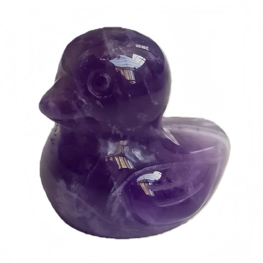 Bacatgem Natural Amethyst Crystal Duck Carving Positive Energy Home Decoration Desk Decor,1.18 Inchs Crystal and Healing Stone Ornament
