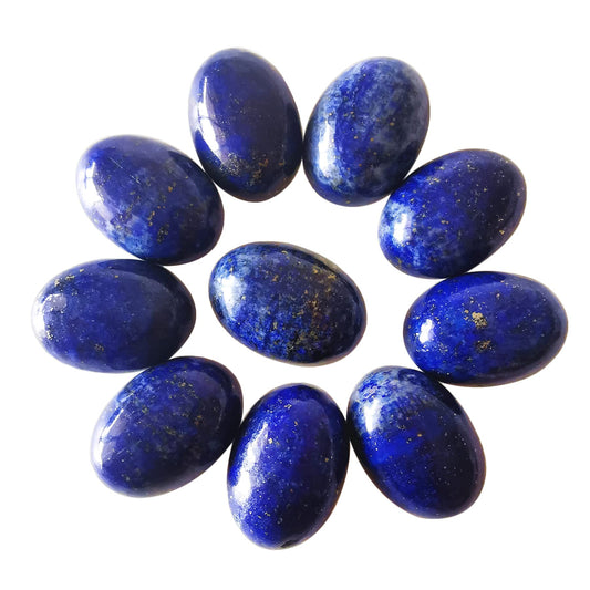 Loveliome 18x13mm Oval Cabochons Flatback Crystal Stone Gemstones Beads for Jewelry Making DIY Pack of 10, Lapis Lazuli