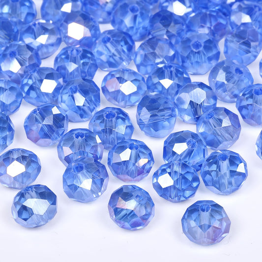 NITOPUPU 1000pcs 4mm Crystal Glass Beads for Jewelry Making Faceted Rondelle Flat Beads for Bracelets Necklace Earrings DIY Crafts (Blue Crystal AB Bead)
