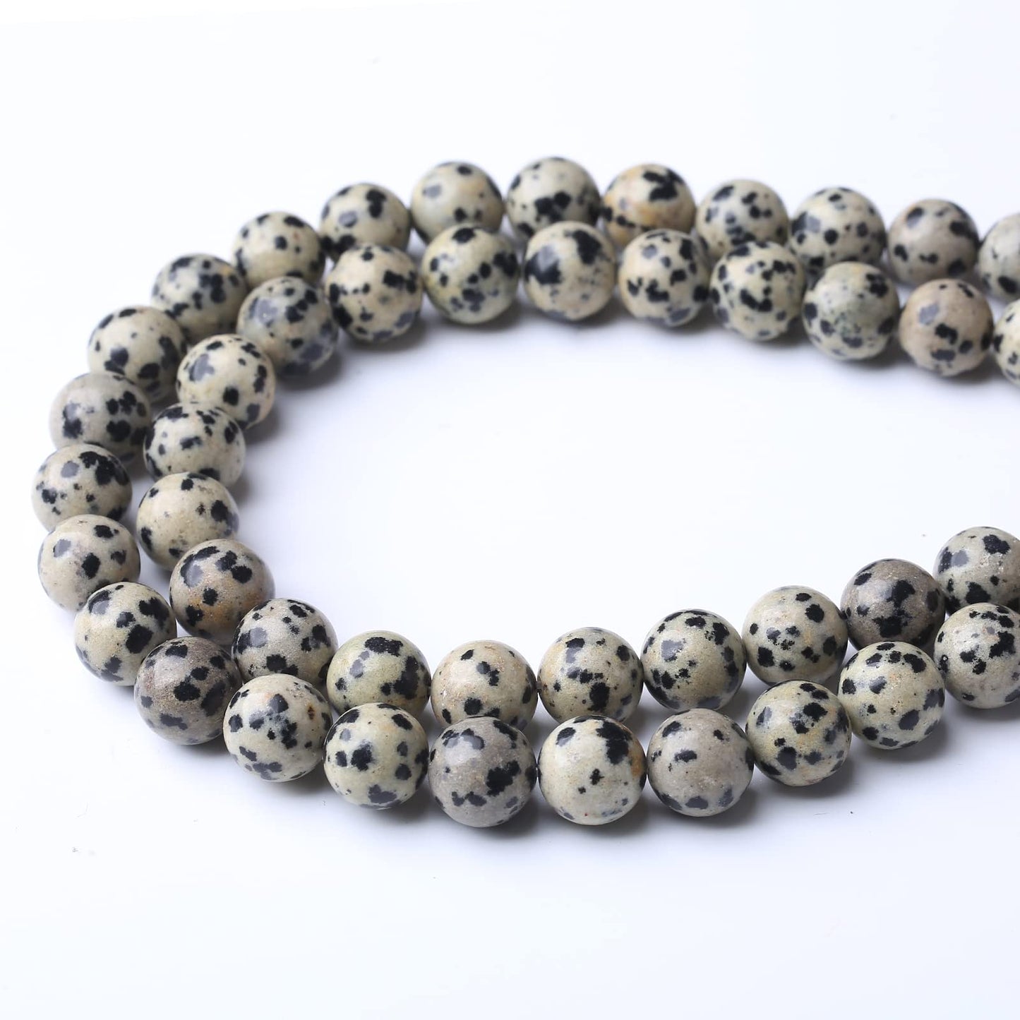 32PCS 12MM Natural Dalmatian Jasper Stone Beads Energy Healing Beads for DIY Jewelry Bracelet Necklace Making for Jewelry Making15Inch